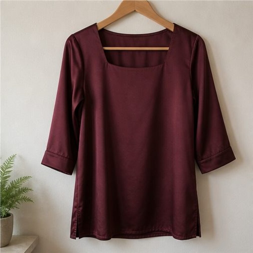 Burgundy Lace Trim Top